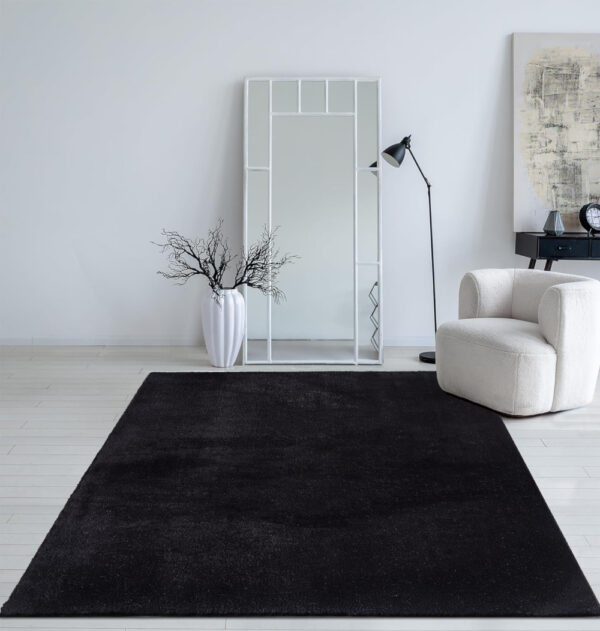 Modern szőnyeg Palm Plüss (Black) 80x150cm Fekete