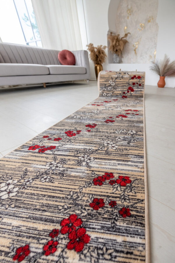 Futószőnyeg Sakura Csíkos Cseresznyefa minta Bézs 67cm széles méteráru