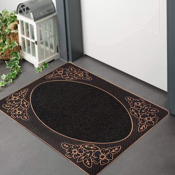 Lábtörlő Star Bronz Ovál virág mintás fekete gumis 45x75cm