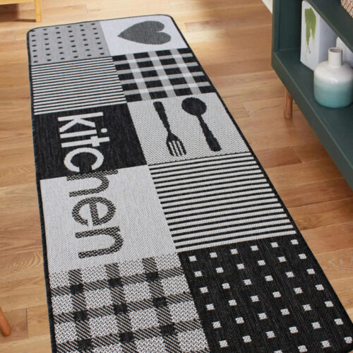 Konyhai szőnyeg Ramsey Sizal 67x180cm Szürke Kitchen Szív minta