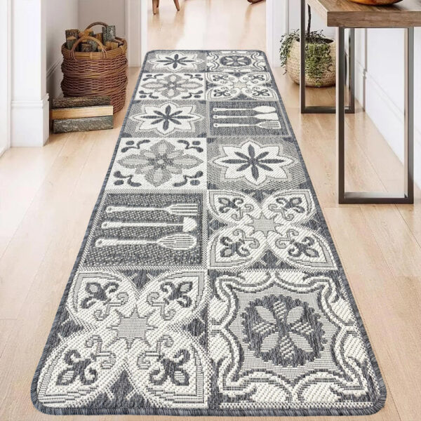 Konyhai szőnyeg Ramsey Sizal 67x180cm Mozaikos Szürke
