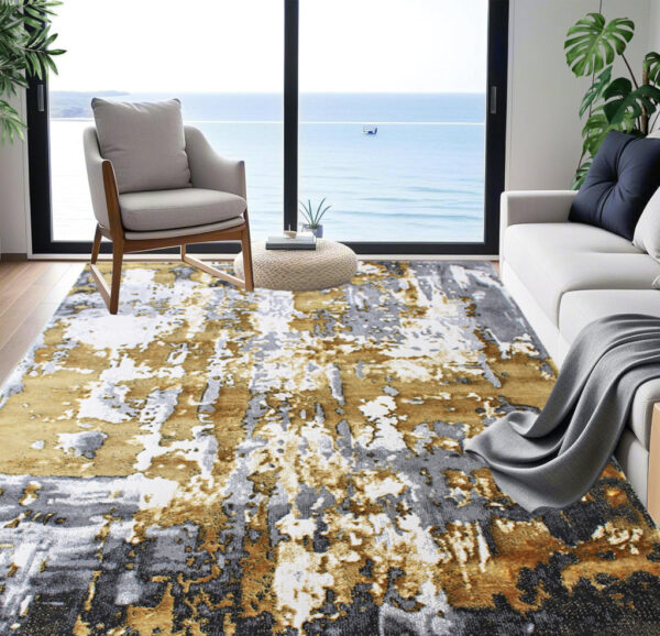Modern szőnyeg Cezar 9428 (Cream-Gold) 80x150cm Arany-Szürke