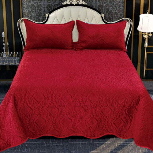 Velvet Bordó ágytakaró szett 3db-os 220x240cm / 54x75cm párna huzat 2db