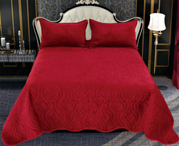 Velvet Bordó ágytakaró szett 3db-os 220x240cm / 54x75cm párna huzat 2db