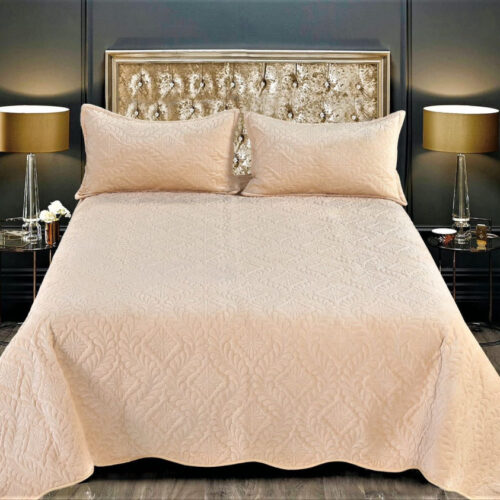 Velvet Krém ágytakaró szett 3db-os 220x240cm / 54x75cm párna huzat 2db