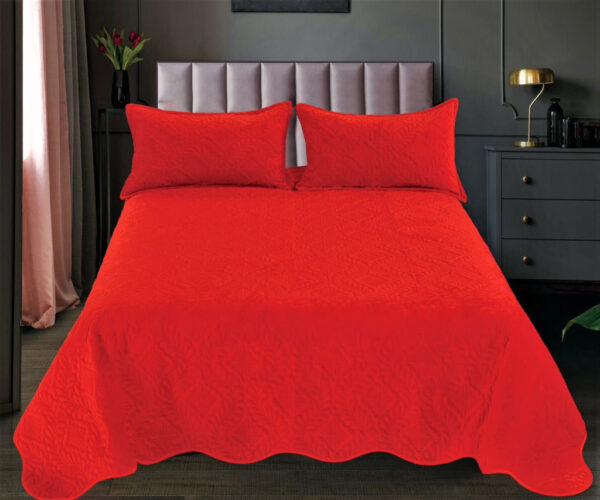 Velvet Piros ágytakaró szett 3db-os 220x240cm / 54x75cm párna huzat 2db