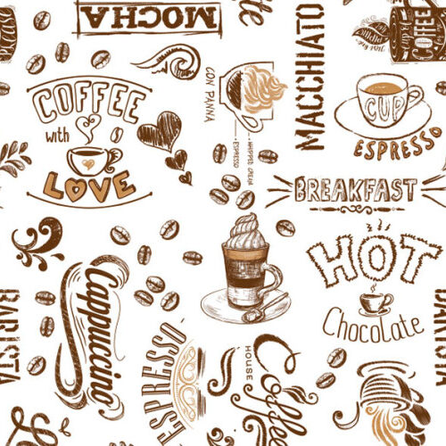Viaszos vászon méterben 140cm széles Coffe Love fehér barna