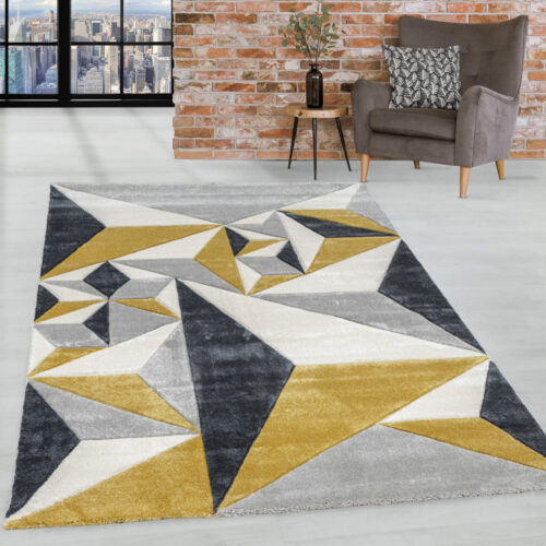 Modern szőnyeg Charlotte 396 (Mustar-Gray) 80x250cmSárga-Szürke