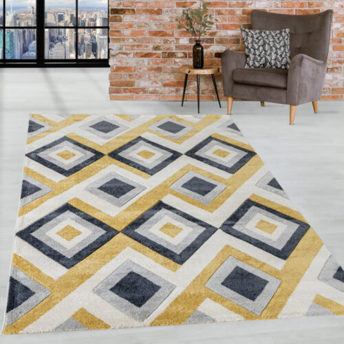 Modern szőnyeg Charlotte 2404 (Mustar-Gray) 80x250cmSárga-Szürke