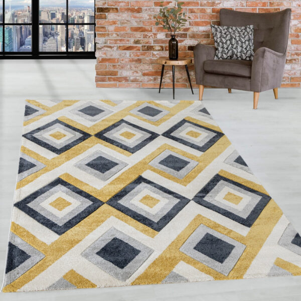 Modern szőnyeg Charlotte 2404 (Mustar-Gray) 80x250cmSárga-Szürke