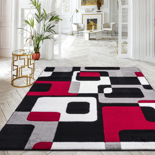 Modern Szőnyeg Margaret 196 (Black-Red) 60x110cm Fekete-Piros