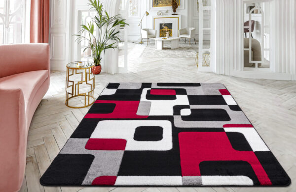 Modern Szőnyeg Margaret 196 (Black-Red) 60x110cm Fekete-Piros