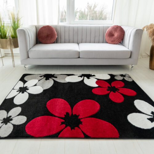 Modern Szőnyeg Margaret 307 (Black-Red) 60x110cm Fekete-Piros