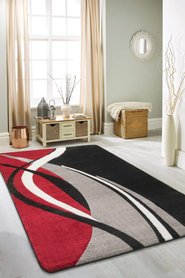Modern Szőnyeg Margaret 361 (Black-Red) 60x110cm Fekete-Piros